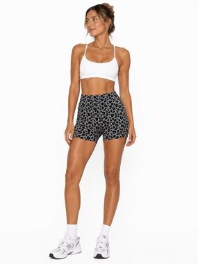 High-Rise Gray Leopard Print Bike Shorts